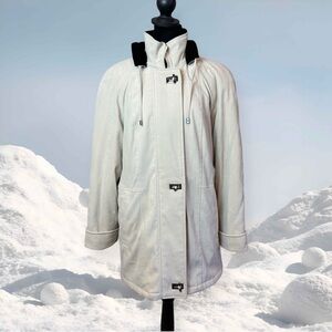 Fleet Street Women’s Mid Length Winter Coat Jacket Detachable Hood Ivory